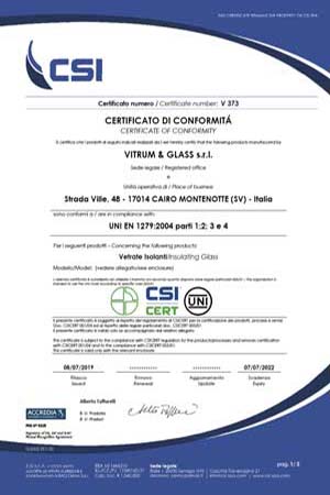 Certificato Vitrum-CSI-1